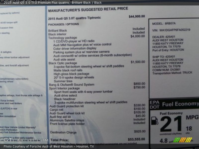 Brilliant Black / Black 2015 Audi Q5 3.0 TFSI Premium Plus quattro