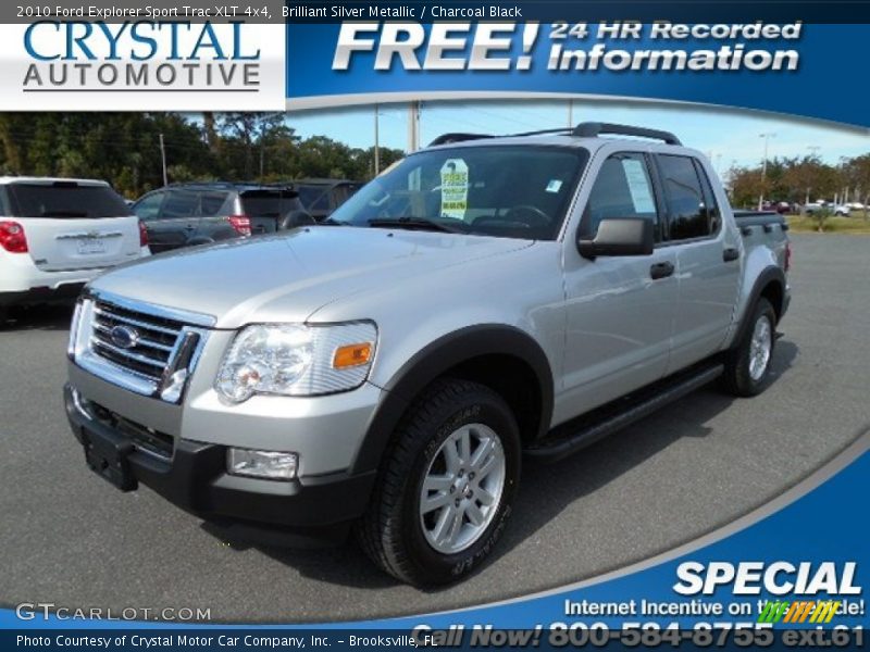 Brilliant Silver Metallic / Charcoal Black 2010 Ford Explorer Sport Trac XLT 4x4