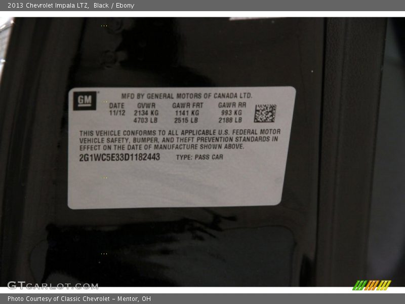 Black / Ebony 2013 Chevrolet Impala LTZ