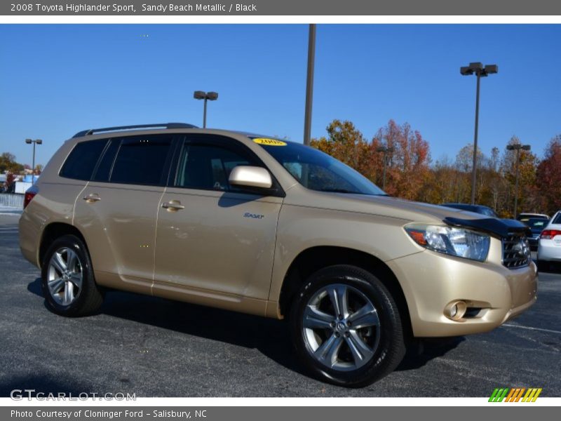 Sandy Beach Metallic / Black 2008 Toyota Highlander Sport