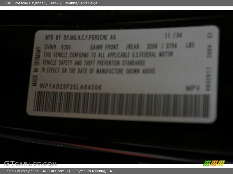 Black / Havanna/Sand Beige 2005 Porsche Cayenne S
