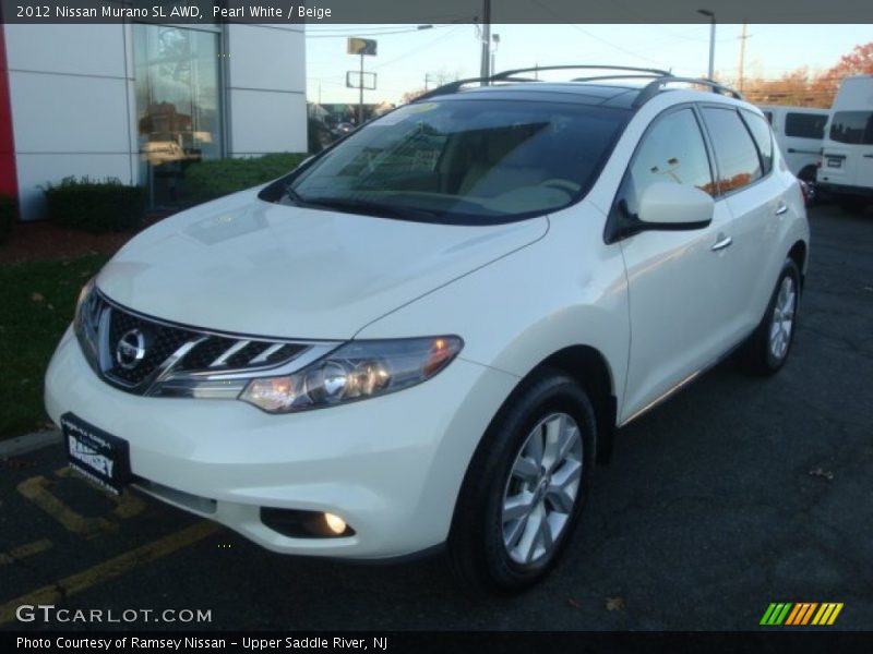 Pearl White / Beige 2012 Nissan Murano SL AWD