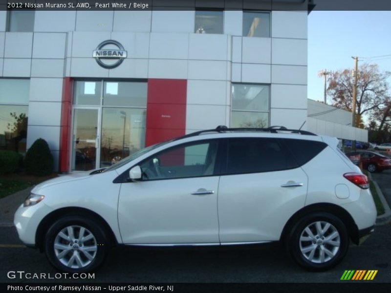 Pearl White / Beige 2012 Nissan Murano SL AWD