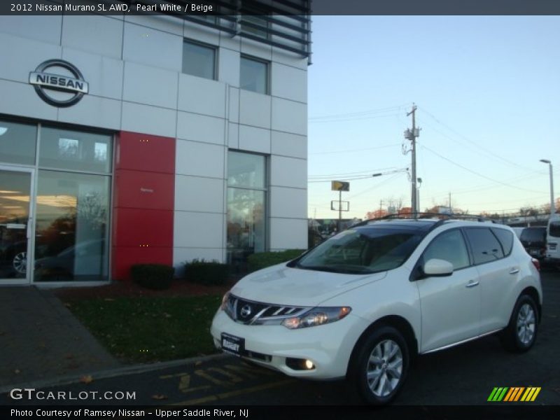 Pearl White / Beige 2012 Nissan Murano SL AWD