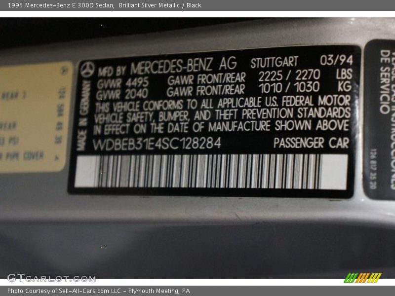 Brilliant Silver Metallic / Black 1995 Mercedes-Benz E 300D Sedan