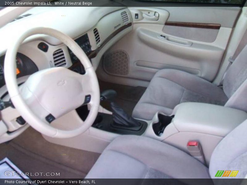 White / Neutral Beige 2005 Chevrolet Impala LS
