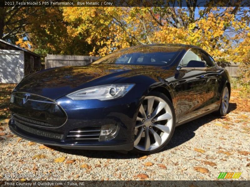 Blue Metallic / Grey 2013 Tesla Model S P85 Performance