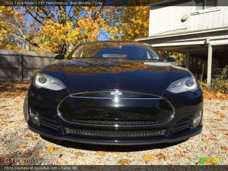 Blue Metallic / Grey 2013 Tesla Model S P85 Performance