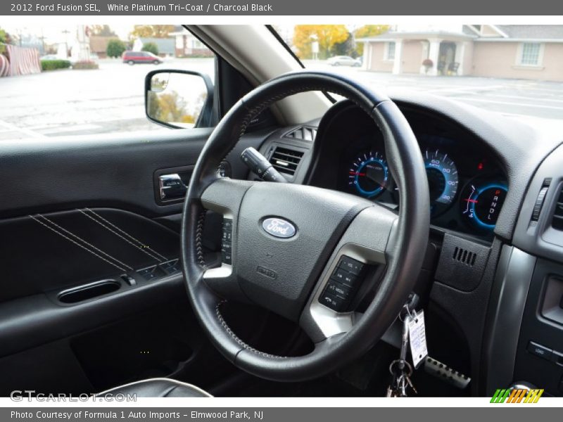 White Platinum Tri-Coat / Charcoal Black 2012 Ford Fusion SEL