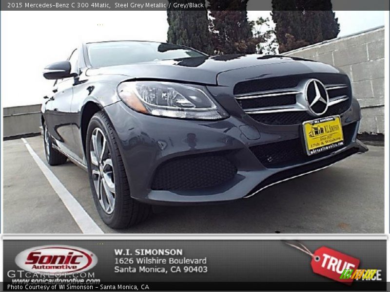 Steel Grey Metallic / Grey/Black 2015 Mercedes-Benz C 300 4Matic