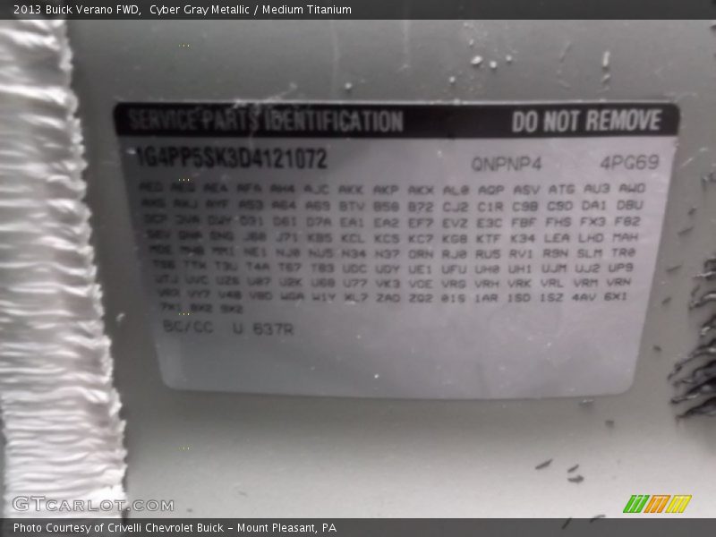 Cyber Gray Metallic / Medium Titanium 2013 Buick Verano FWD