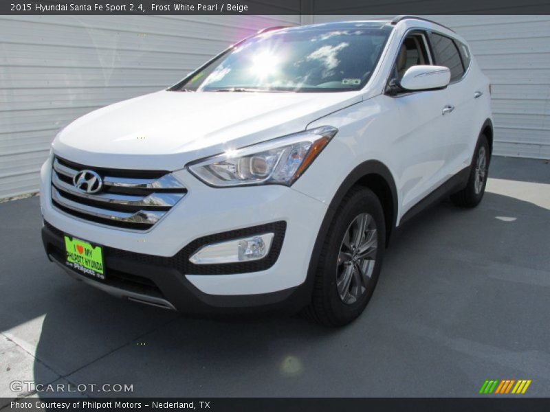 Frost White Pearl / Beige 2015 Hyundai Santa Fe Sport 2.4