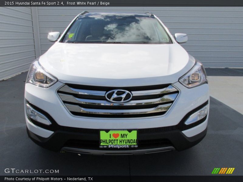 Frost White Pearl / Beige 2015 Hyundai Santa Fe Sport 2.4