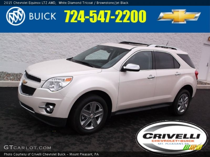 White Diamond Tricoat / Brownstone/Jet Black 2015 Chevrolet Equinox LTZ AWD