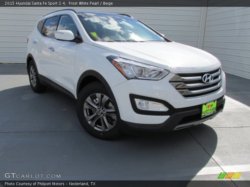 Frost White Pearl / Beige 2015 Hyundai Santa Fe Sport 2.4