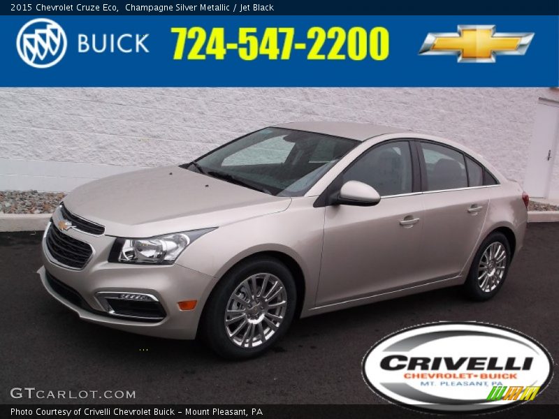 Champagne Silver Metallic / Jet Black 2015 Chevrolet Cruze Eco