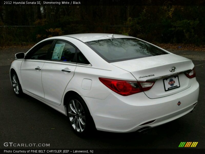 Shimmering White / Black 2012 Hyundai Sonata SE