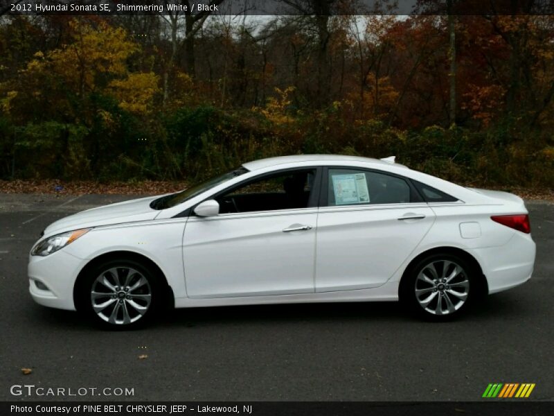 Shimmering White / Black 2012 Hyundai Sonata SE