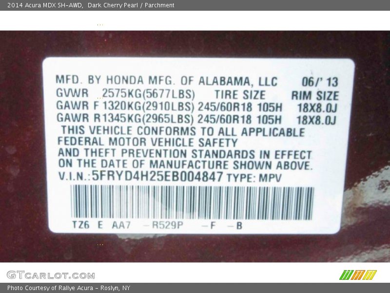 Dark Cherry Pearl / Parchment 2014 Acura MDX SH-AWD