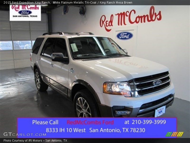 White Platinum Metallic Tri-Coat / King Ranch Mesa Brown 2015 Ford Expedition King Ranch