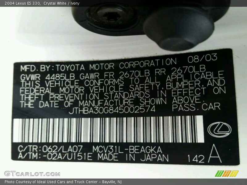 Crystal White / Ivory 2004 Lexus ES 330
