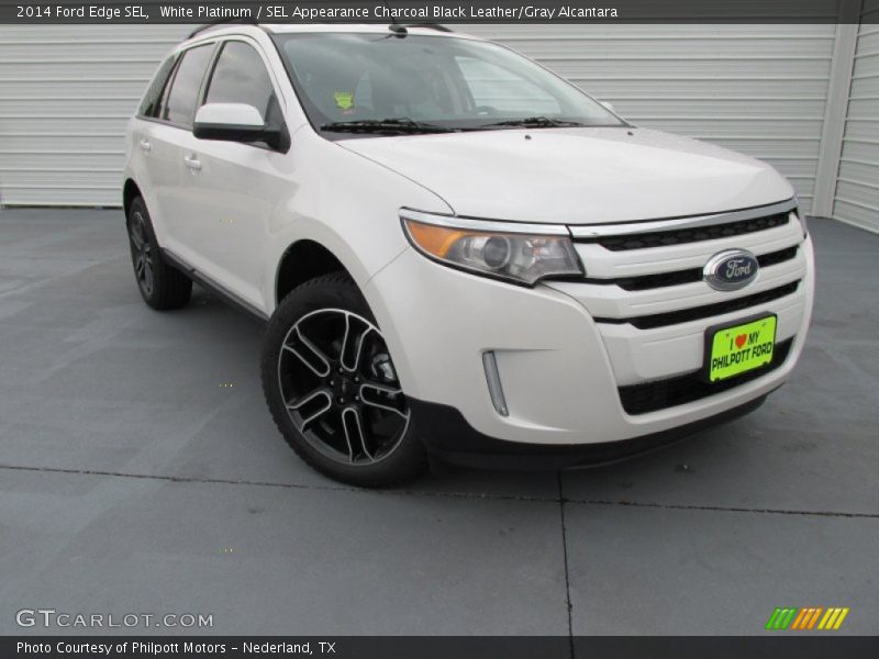 White Platinum / SEL Appearance Charcoal Black Leather/Gray Alcantara 2014 Ford Edge SEL