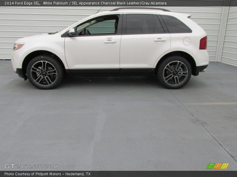 White Platinum / SEL Appearance Charcoal Black Leather/Gray Alcantara 2014 Ford Edge SEL