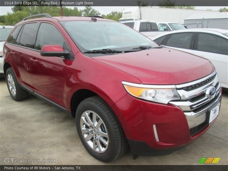 Ruby Red / Medium Light Stone 2014 Ford Edge SEL