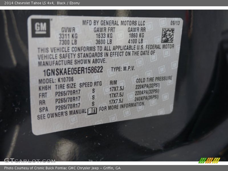 Black / Ebony 2014 Chevrolet Tahoe LS 4x4