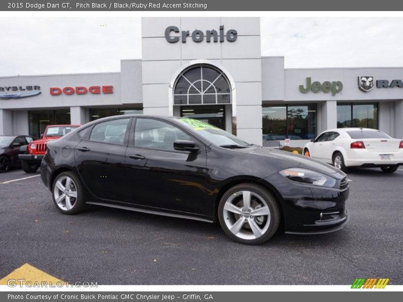 Pitch Black / Black/Ruby Red Accent Stitching 2015 Dodge Dart GT
