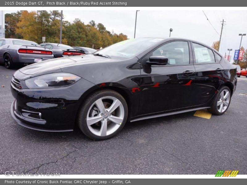 Pitch Black / Black/Ruby Red Accent Stitching 2015 Dodge Dart GT