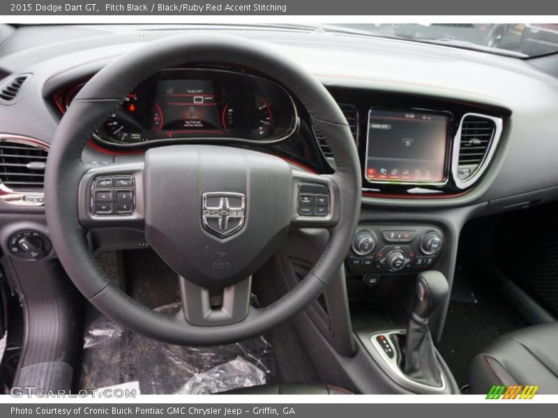 Pitch Black / Black/Ruby Red Accent Stitching 2015 Dodge Dart GT
