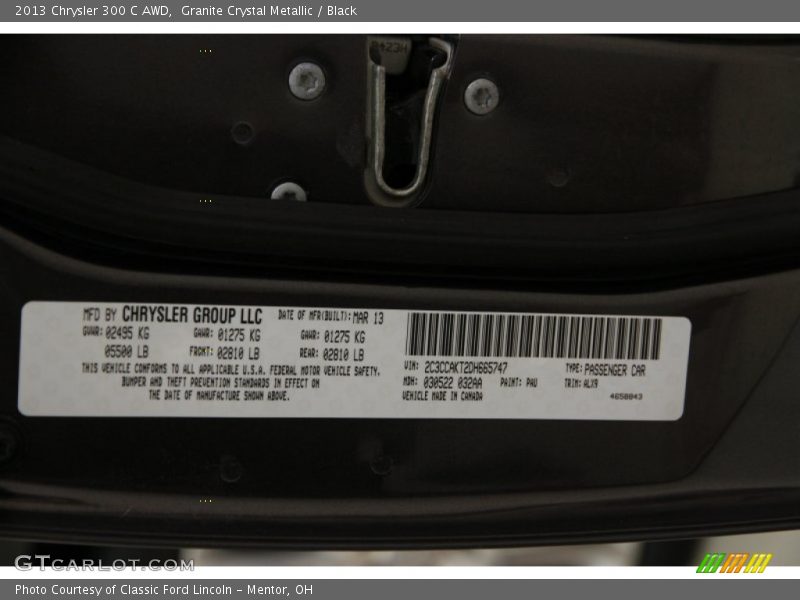 Granite Crystal Metallic / Black 2013 Chrysler 300 C AWD
