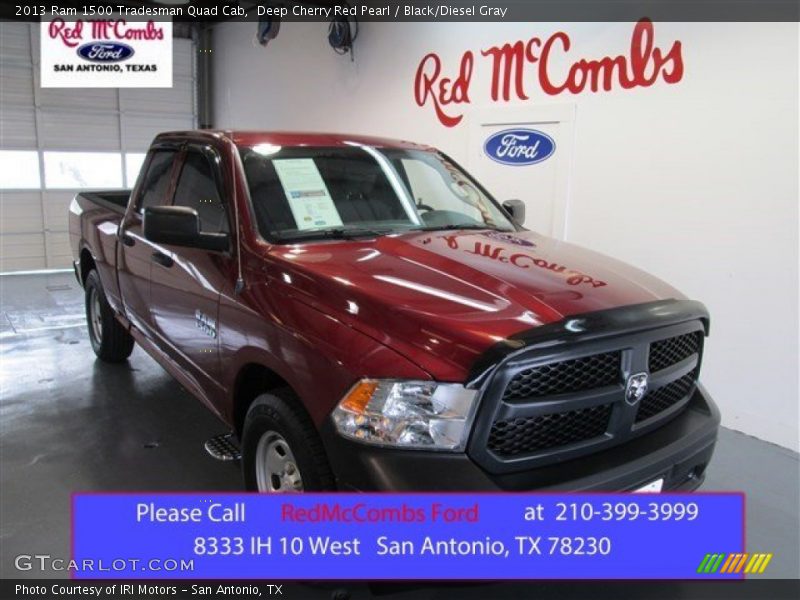 Deep Cherry Red Pearl / Black/Diesel Gray 2013 Ram 1500 Tradesman Quad Cab