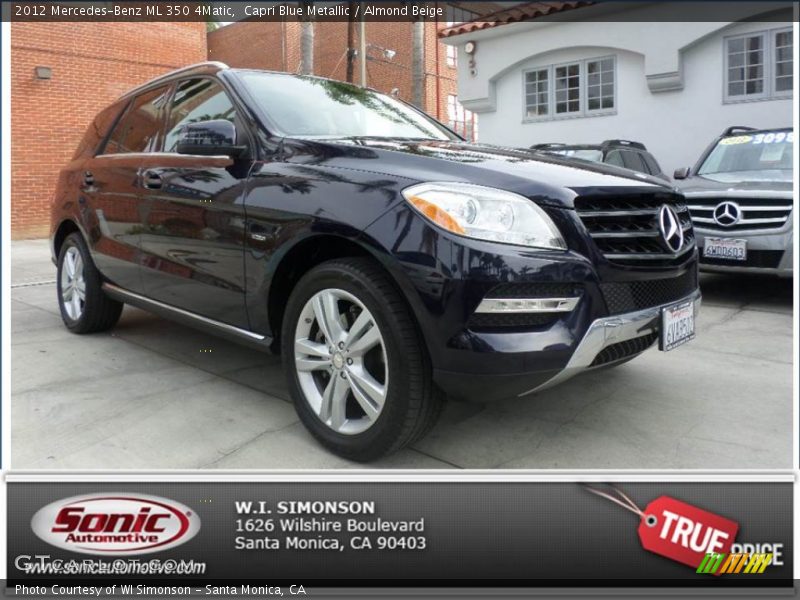 Capri Blue Metallic / Almond Beige 2012 Mercedes-Benz ML 350 4Matic