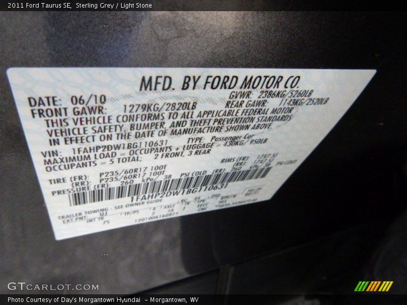 Sterling Grey / Light Stone 2011 Ford Taurus SE