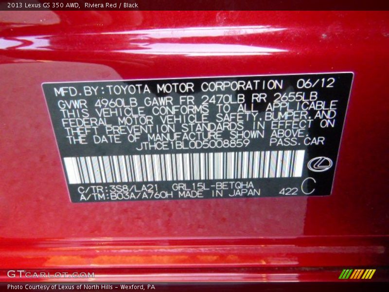 Riviera Red / Black 2013 Lexus GS 350 AWD