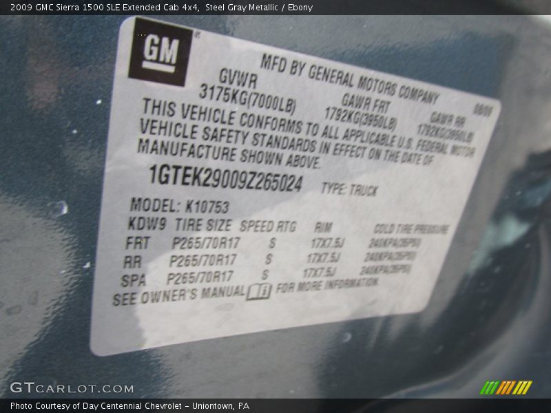 Steel Gray Metallic / Ebony 2009 GMC Sierra 1500 SLE Extended Cab 4x4