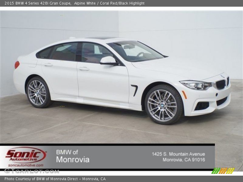 Alpine White / Coral Red/Black Highlight 2015 BMW 4 Series 428i Gran Coupe