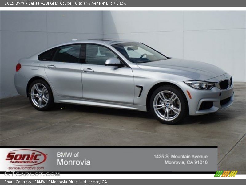 Glacier Silver Metallic / Black 2015 BMW 4 Series 428i Gran Coupe