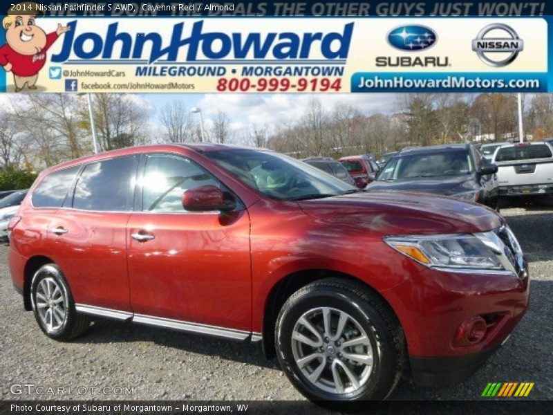 Cayenne Red / Almond 2014 Nissan Pathfinder S AWD