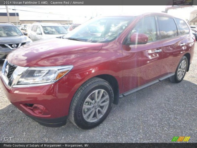 Cayenne Red / Almond 2014 Nissan Pathfinder S AWD