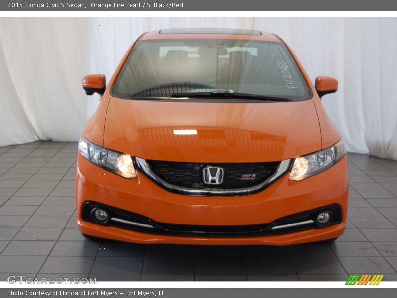 Orange Fire Pearl / Si Black/Red 2015 Honda Civic Si Sedan