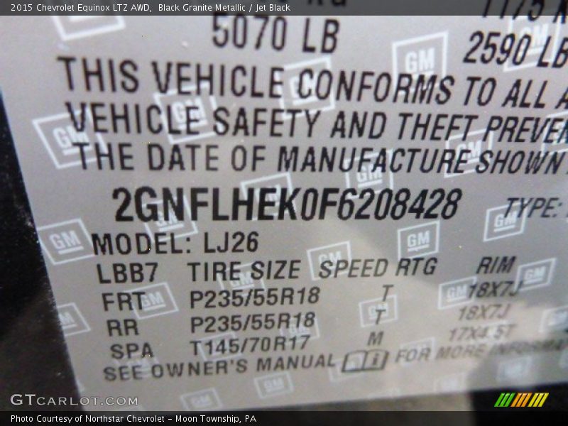 Black Granite Metallic / Jet Black 2015 Chevrolet Equinox LTZ AWD