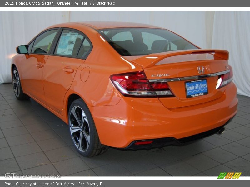 Orange Fire Pearl / Si Black/Red 2015 Honda Civic Si Sedan