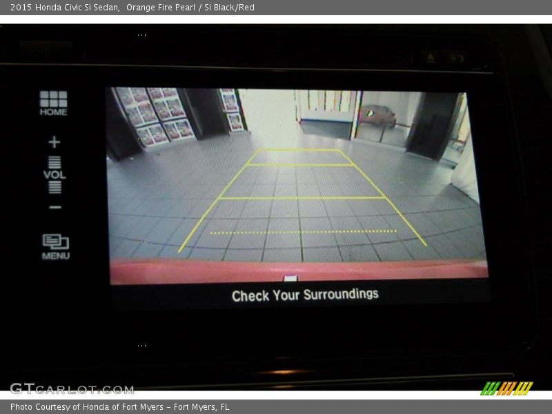 Orange Fire Pearl / Si Black/Red 2015 Honda Civic Si Sedan