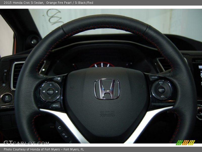 Orange Fire Pearl / Si Black/Red 2015 Honda Civic Si Sedan