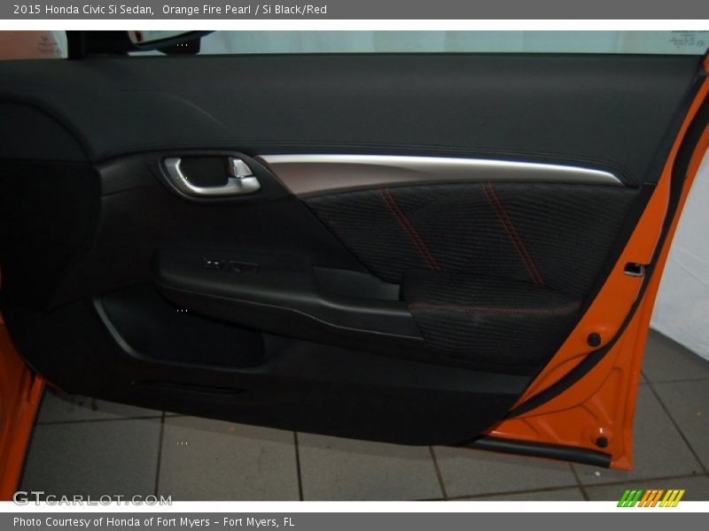 Orange Fire Pearl / Si Black/Red 2015 Honda Civic Si Sedan