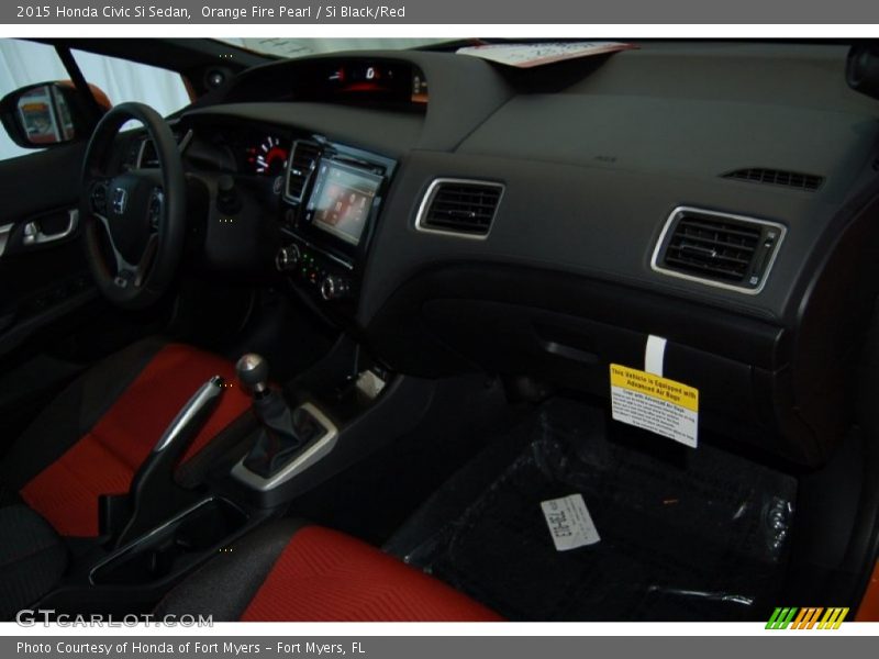 Orange Fire Pearl / Si Black/Red 2015 Honda Civic Si Sedan
