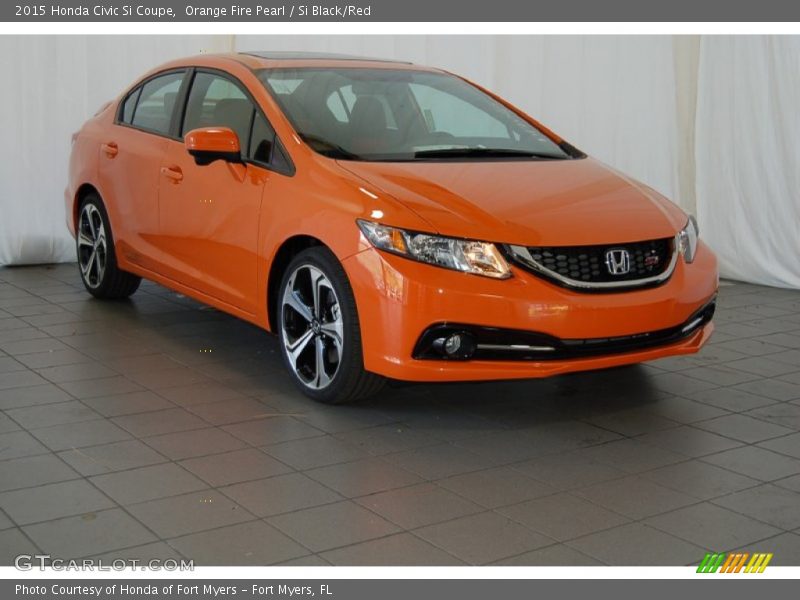Orange Fire Pearl / Si Black/Red 2015 Honda Civic Si Coupe